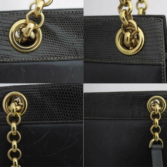 Salvatore Ferragamo Shoulder Bag Black Leather lizard embossed - Picture 6 of 8